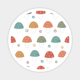 Mushroom with paw prints pattern Magnet